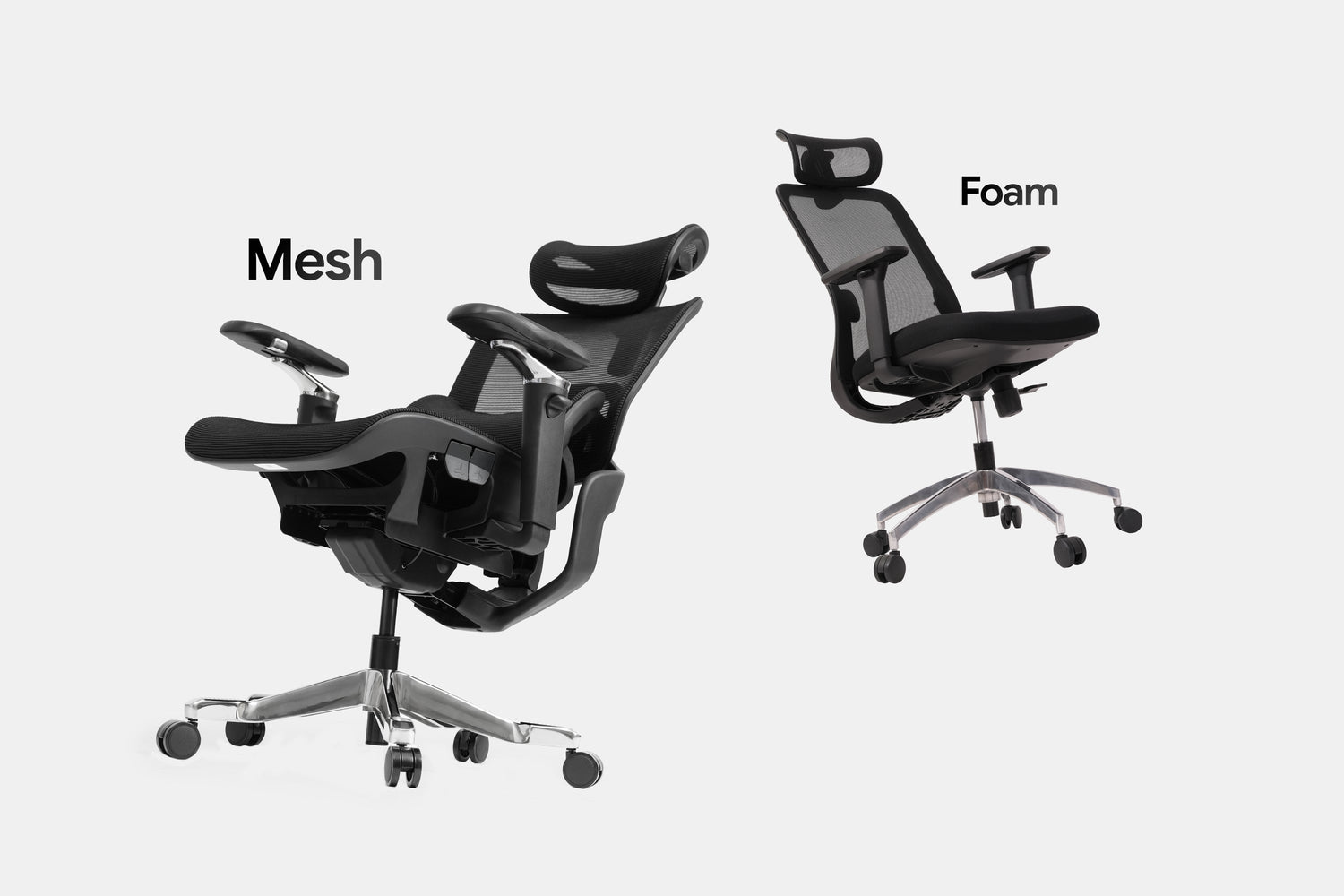 So sánh ghế công thái học lưới toàn phần và ghế công thái học mâm đệm foam