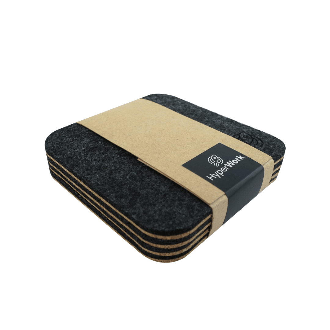 Lót cốc vải nỉ/gỗ sồi ép cao cấp HyperWork - 4 CHIẾC/PACK - HyperWork