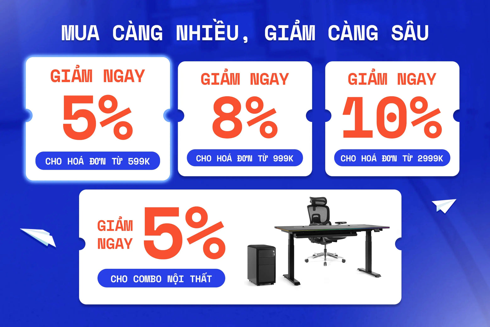 Giảm 5% cho hoá đơn từ 599K