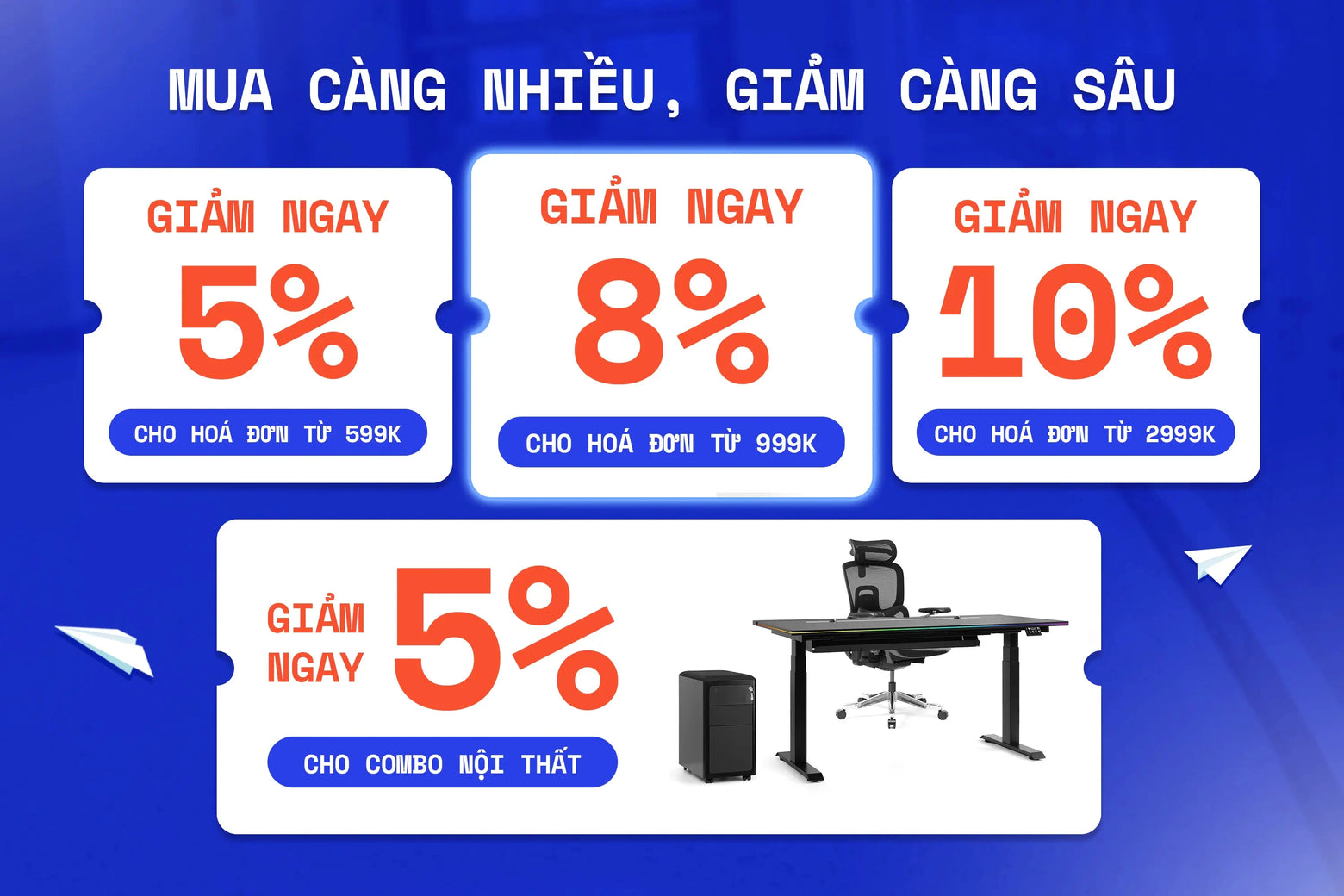 Giảm 8% cho hoá đơn từ 999K